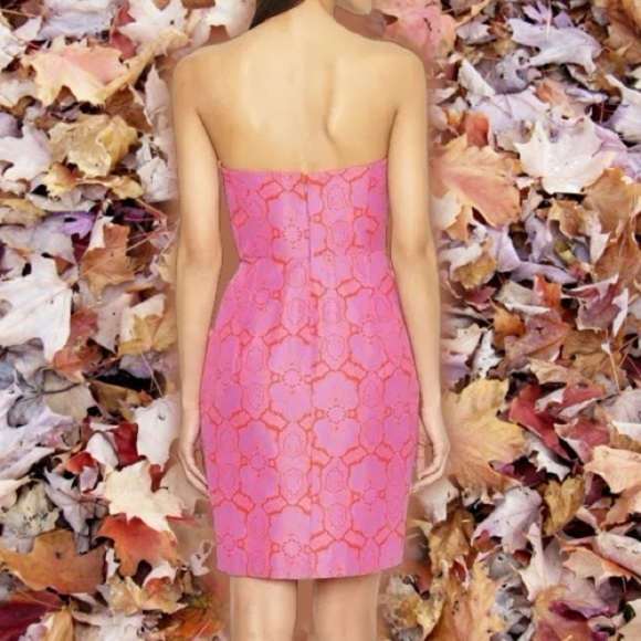 J. Crew Orange & Purple Medallion Silk Blend Strapless ‘Ella’ Dress Size 2 - Picture 3 of 16